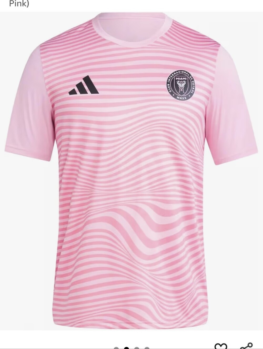 adidas Pink Striped Messi Soccer Jersey with Black Logos